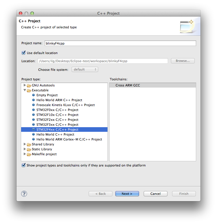 Create new STM32F4 C++ project