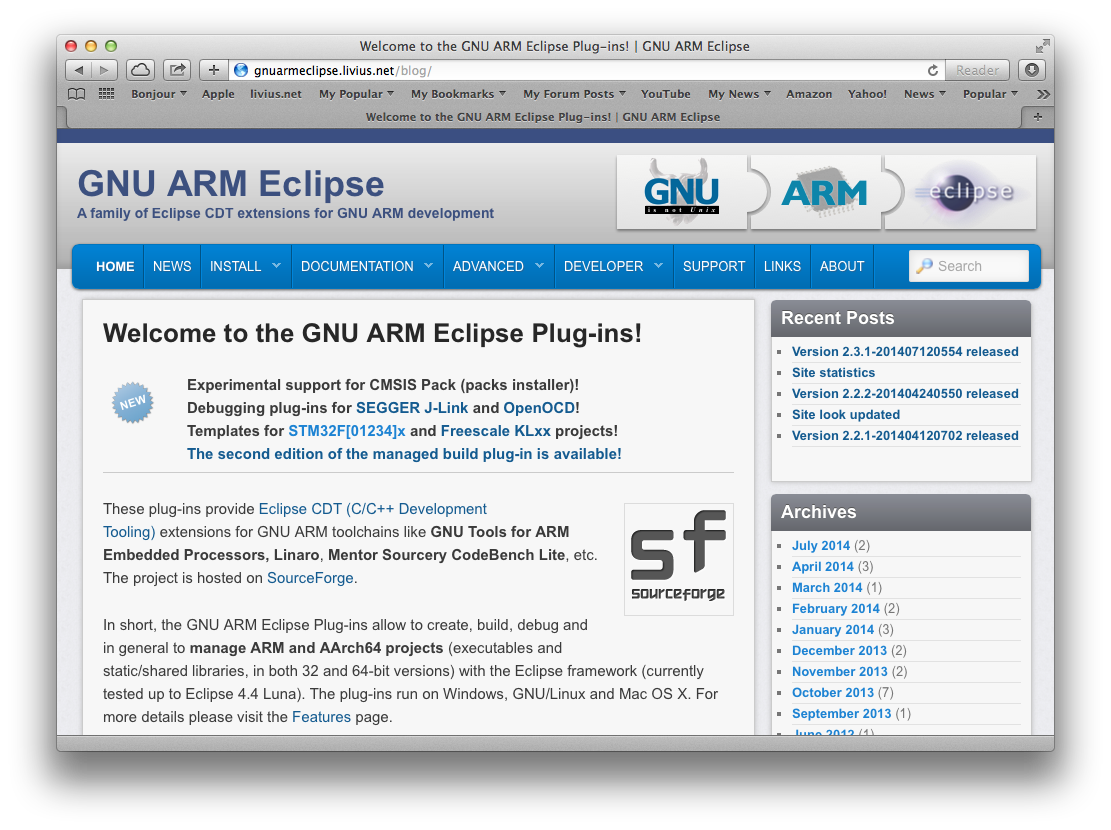 The GNU ARM Eclipse home page
