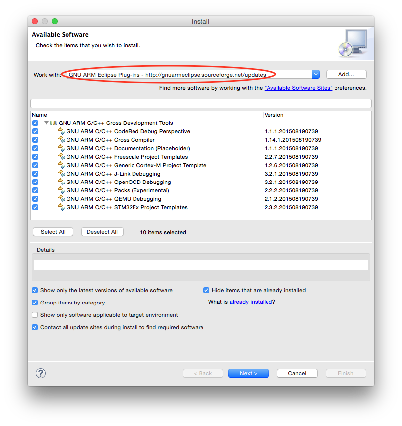 GNU ARM Eclipse updates URL