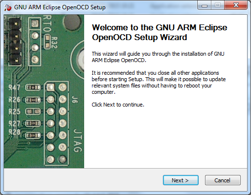 The OpenOCD Windows setup wizard