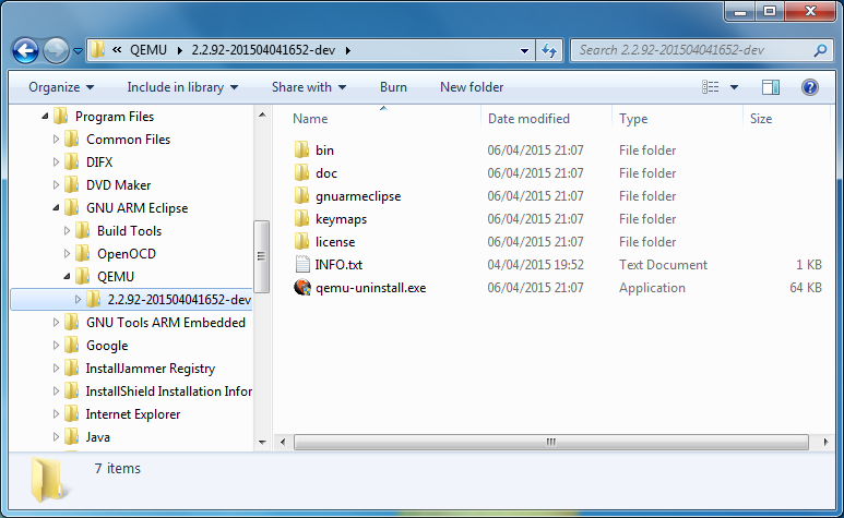 QEMU Windows folders layout